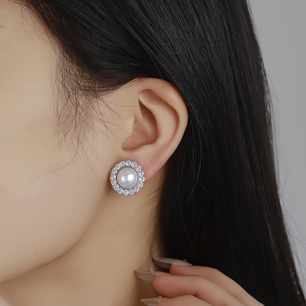 Zirconia Decor Clip On Earrings, Pastoral Style, No Piercing